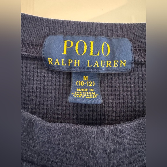 👕Ralph Lauren Polo👕 Boys Waffle-Knit Long-Sleeve Tee – Navy - Sz Medium (10–12) - Picture 9 of 13
